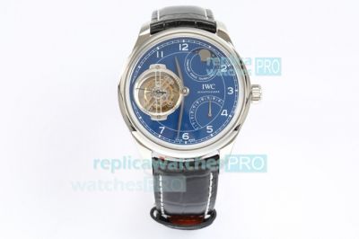 BBR Factory Swiss Replica IWC Portugieser Tourbillon Watch SS Blue Dial 44MM